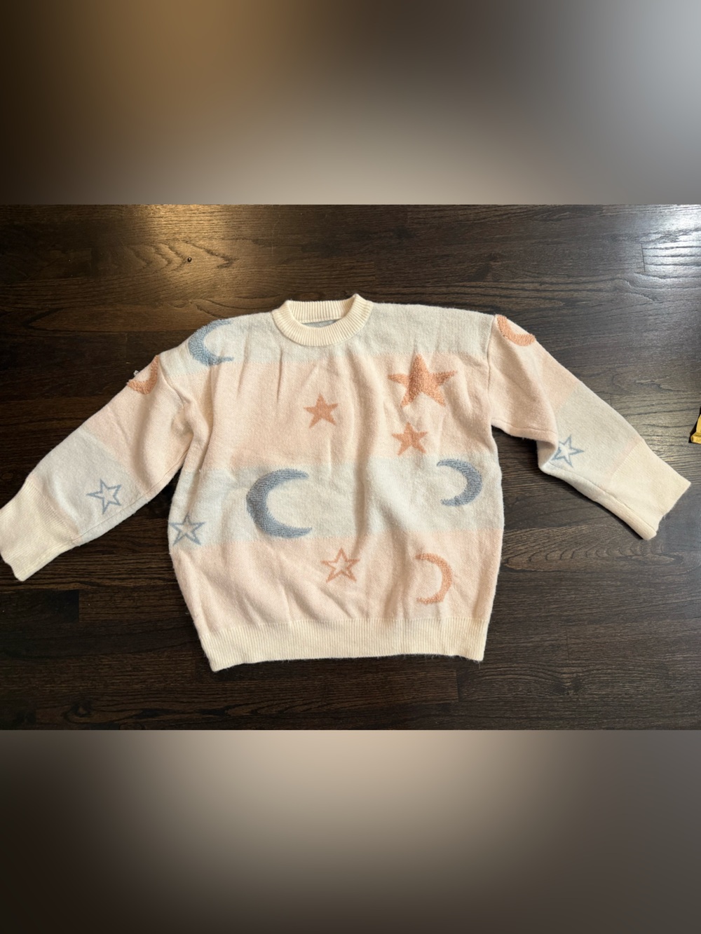 SHEIN Soft Star & Moon Knit Pullover Sweater - Pink Blue size medium